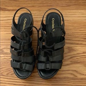 Black,strapped heels